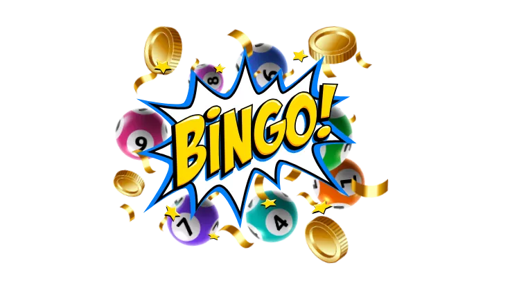 Яркое слово BINGO! с шариками и монетами